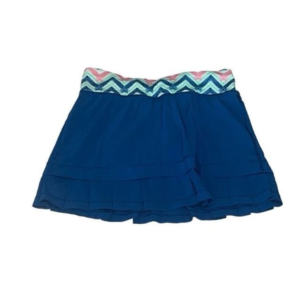 Ivivva by Lululemon Girls sz 10 Blue Pleated Skort Elastic Waist Pull-On